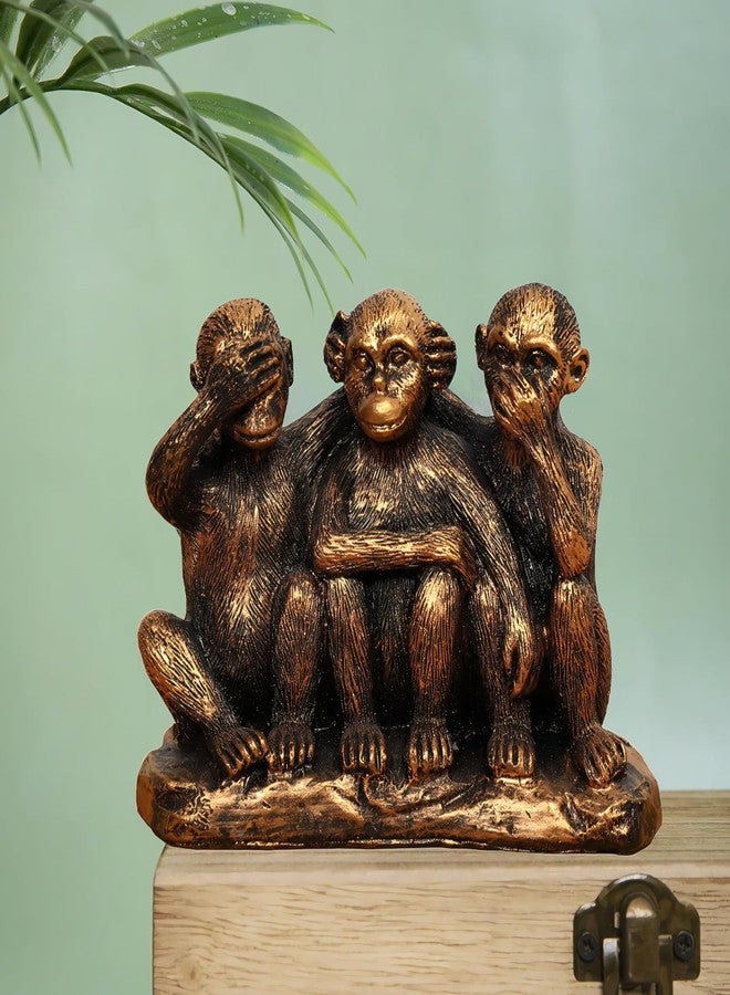 Wanwanzi 3 Wise Monkeys Statue Set - 3 in 1 Bronze Coated Resin Monkey - Hear No Evil See No Evil Speak No Evil - Monkey Figurines for Office & Home Decor - Gift Option - Image 4